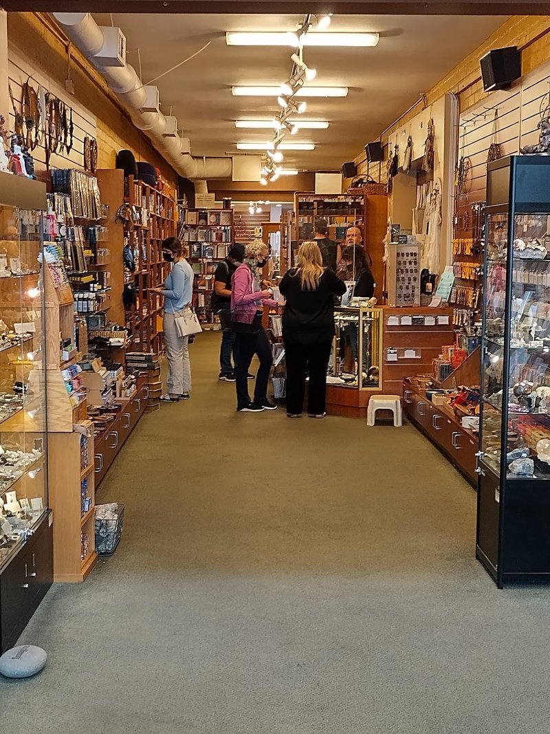 Store interior highlighting wall displays