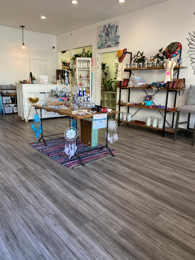 Interior of the shop containing dream catchers, ointments, and other spiritual wares