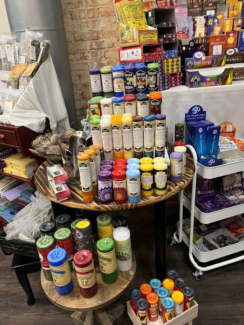 Store interior displaying crystals, minerals, and metaphysical supplies