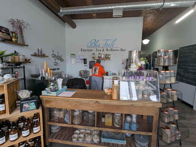Interior view showcasing crystal towers, spheres, and carved stone pieces