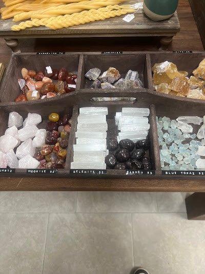 Collection of raw crystals, polished stones, and unique mineral formations