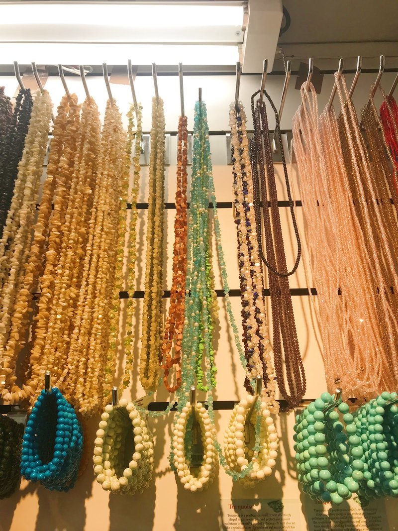 Empress Designs display of crystal necklaces and bracelets