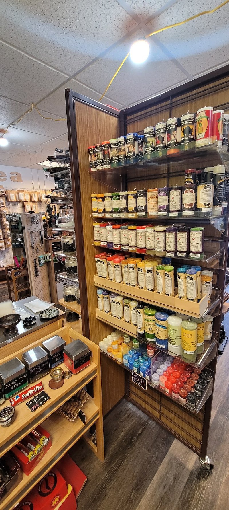 Crystal and mineral specimens including quartz, amethyst, and calcite varieties