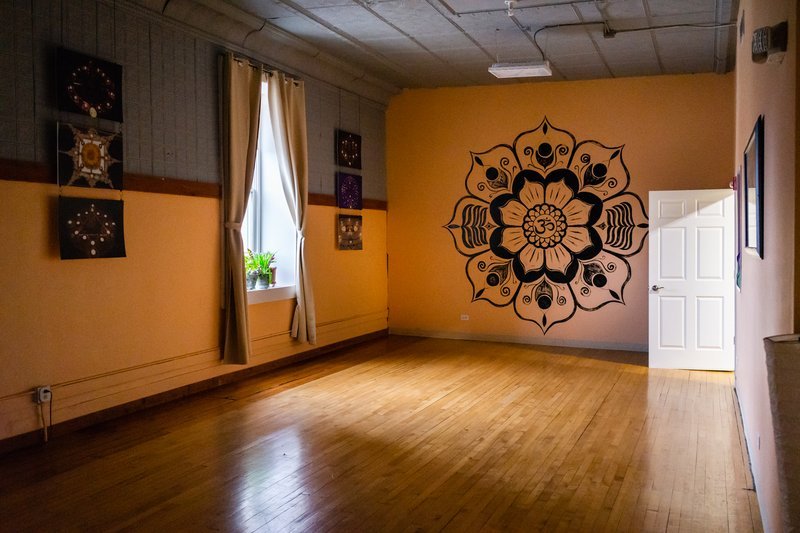 Interior view showcasing crystal towers, spheres, and carved stone pieces