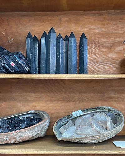 Crystal and mineral display with organized specimens and inventory