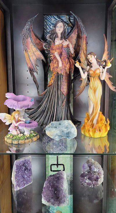 Crystal and mineral display with organized specimens and inventory