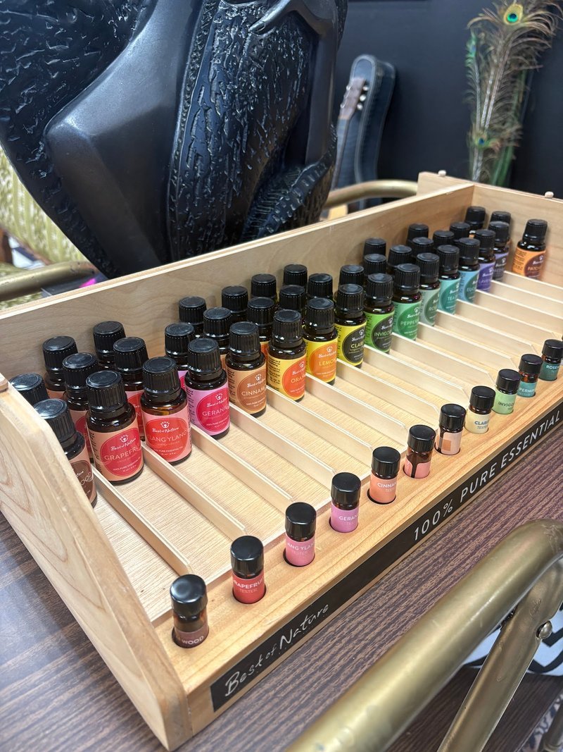 Shop interior featuring gemstones, healing crystals, and spiritual products