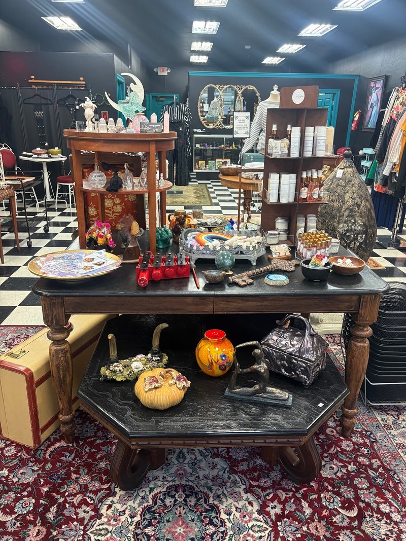 Selection of healing crystals, tumbled stones, and decorative mineral pieces