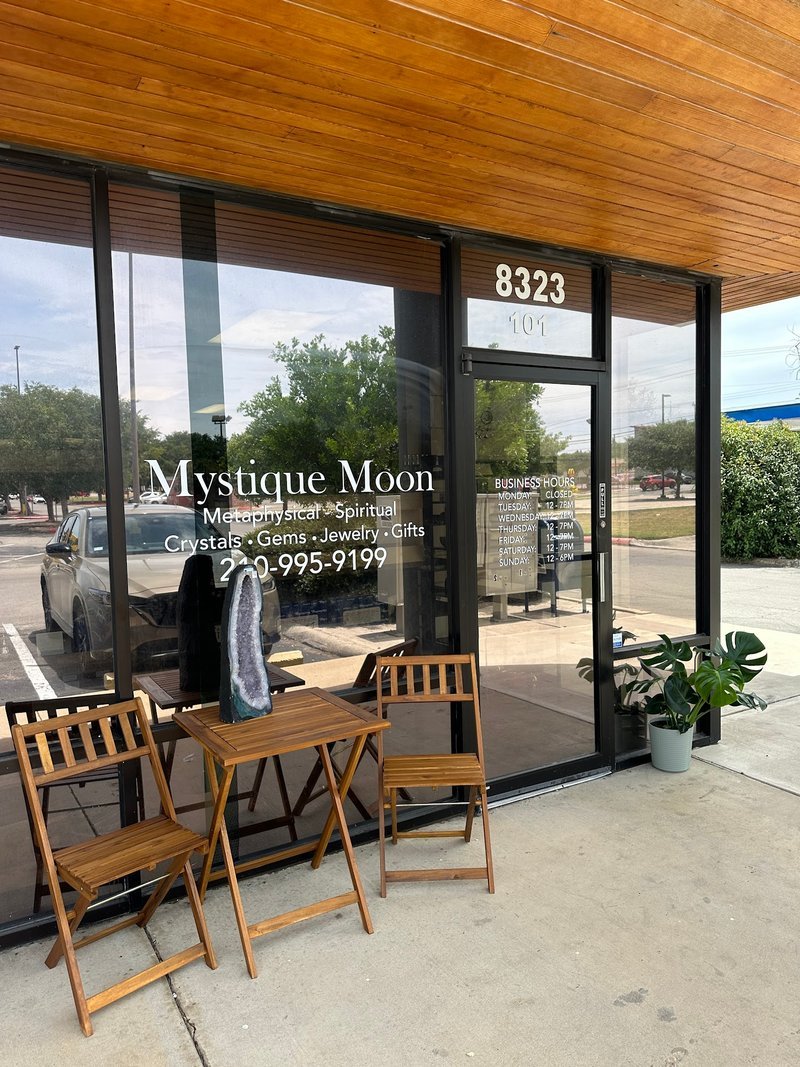 Mystique Moon Metaphysical Store storefront in San Antonio Texas