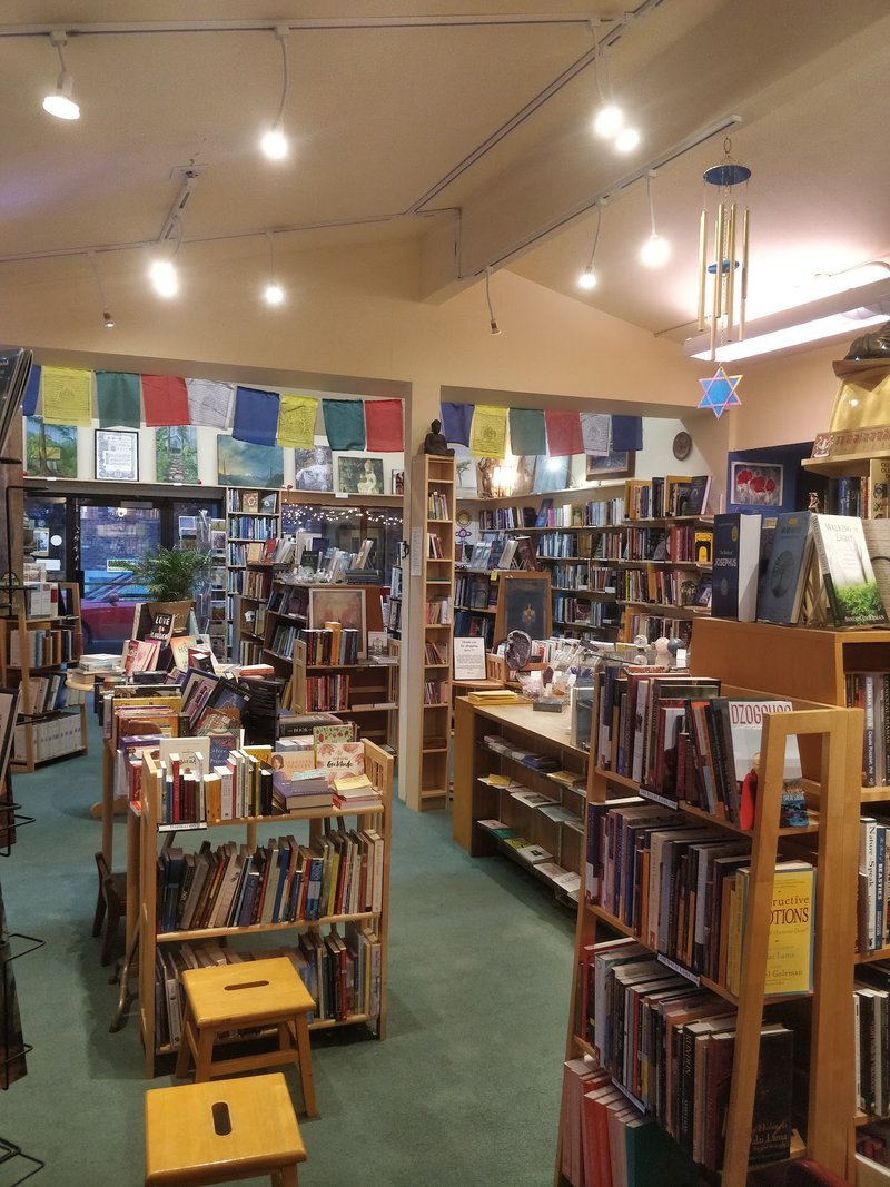 Shop interior featuring gemstones, healing crystals, and spiritual products