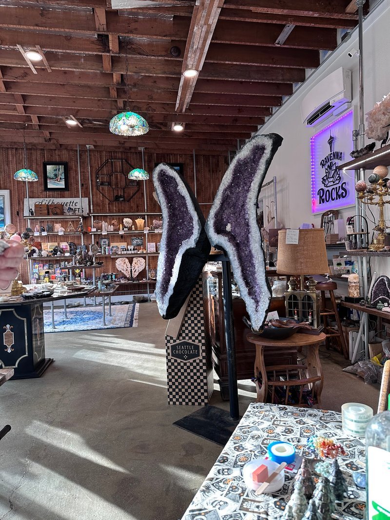 Store interior displaying crystals, minerals, and metaphysical supplies