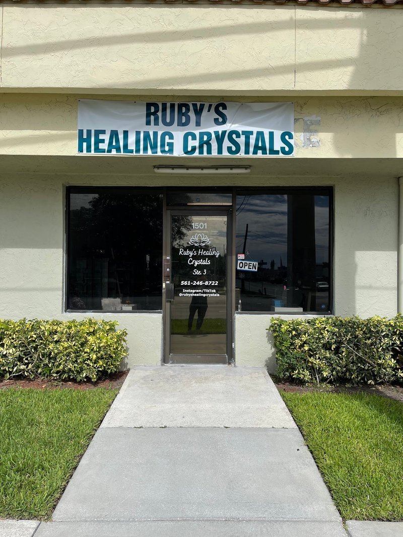 Ruby's Healing Crystals Metaphysical Store storefront in Boca Raton Florida