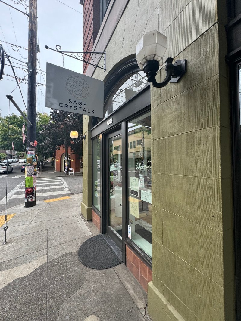 Sage Crystals Metaphysical Store storefront in Portland Oregon