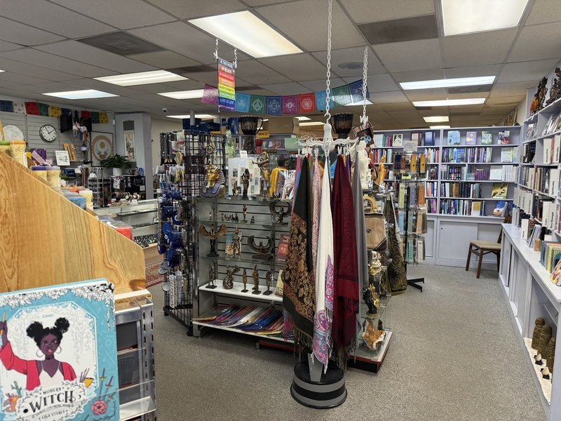 Store interior displaying crystals, minerals, and metaphysical supplies