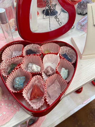 Collection of raw crystals, polished stones, and unique mineral formations