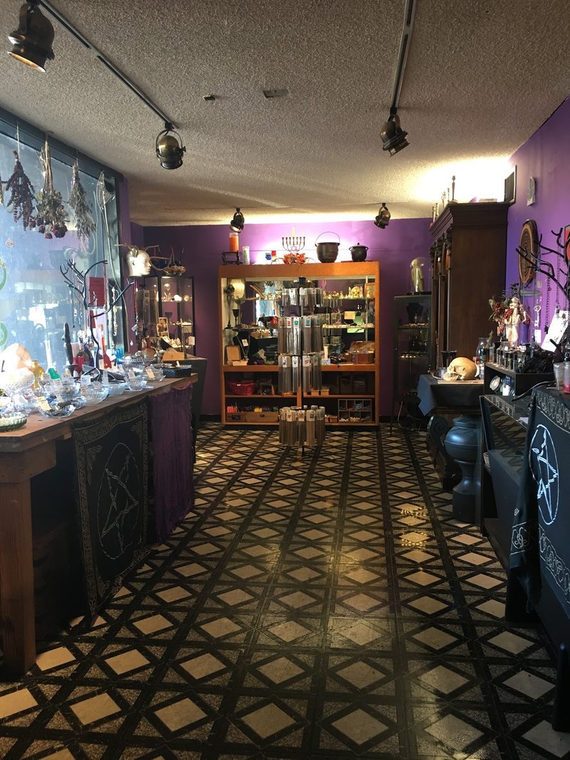 Interior view showcasing crystal towers, spheres, and carved stone pieces