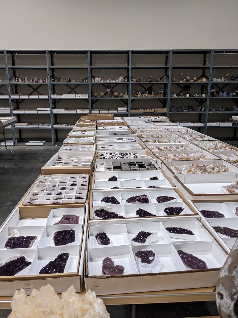 Shop interior featuring gemstones, healing crystals, and spiritual products