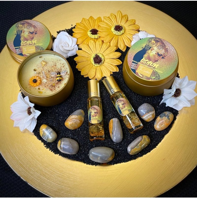 Variety of gemstones, crystal carvings, and polished mineral specimens