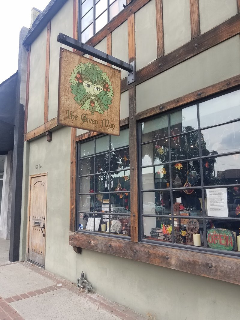 The Green Man Metaphysical Store storefront in Burbank California