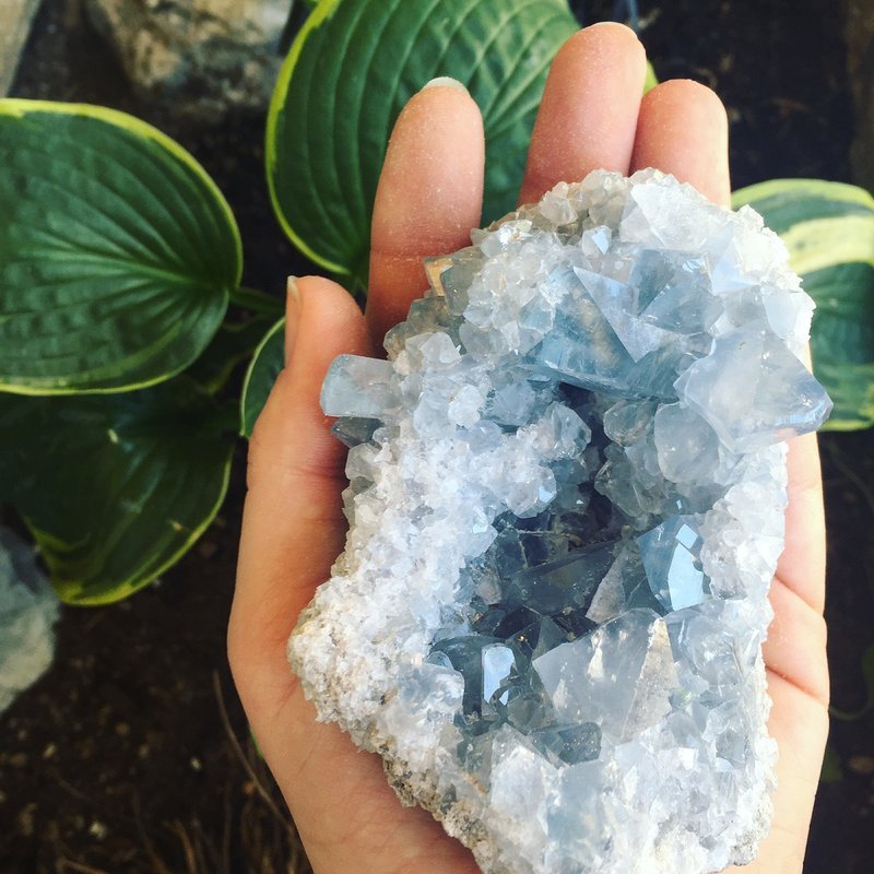 Interior view showcasing crystal towers, spheres, and carved stone pieces