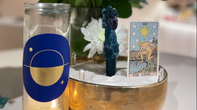 Store interior displaying crystals, minerals, and metaphysical supplies